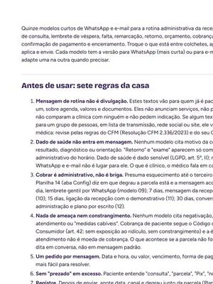 Modelos de mensagens de confirmação, lembrete e cobrança